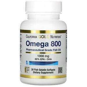 

Рыбий жир, Омега 800, California GOLD Nutrition "Omega 800" 1000 мг (30 капсул)