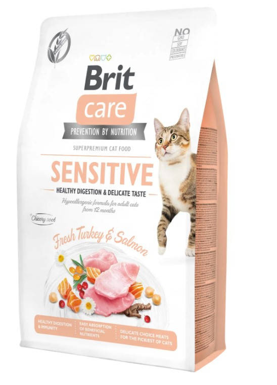 

Brit Care Cat GF Sensitive корм для привередливых кошек (индейка и лосось) 2кг