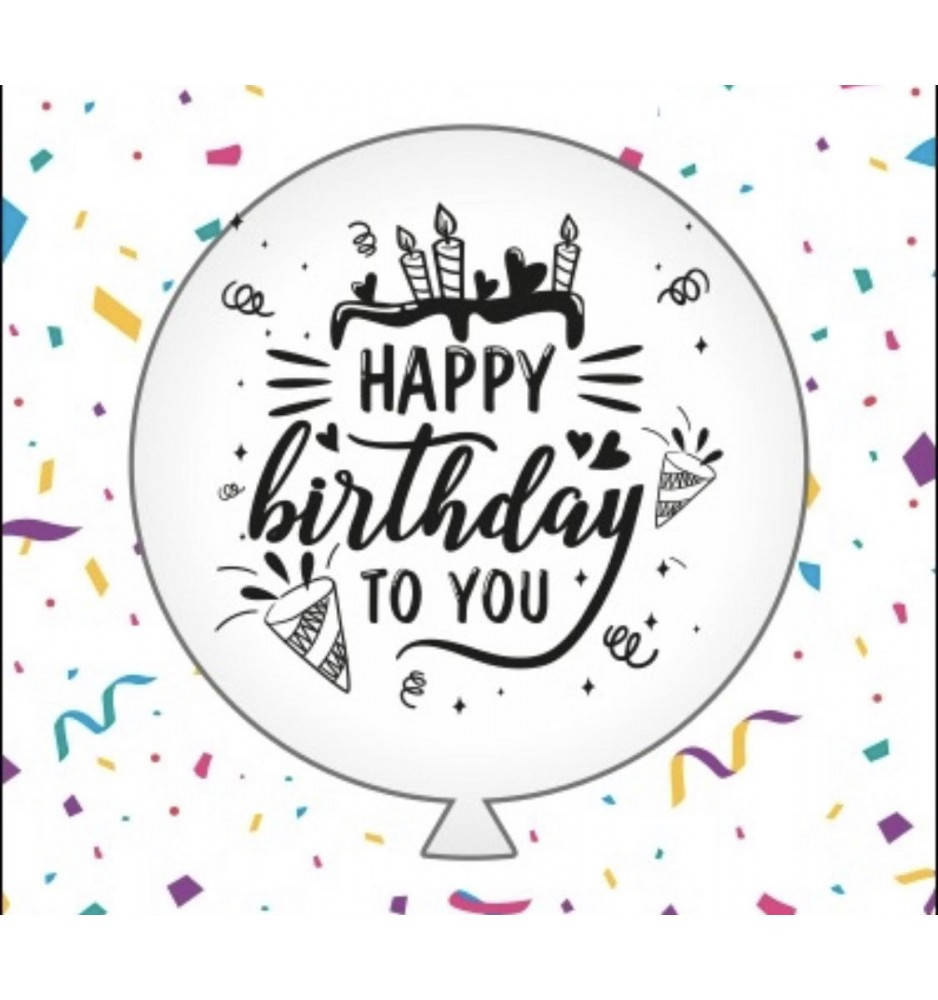

Воздушный шар "Happy Birthday" белый 31" (80 см) в упаковке ТМ Sharoff