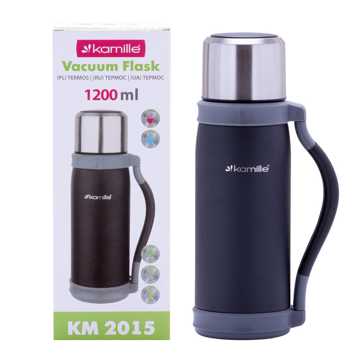 

Термос Kamille Черный 1200мл из нержавеющей стали KM-2015