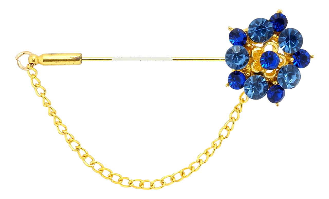 

Брошь "Синий цветочек с цепочкой"