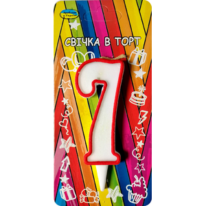 

Свеча цифра 7 красный контур