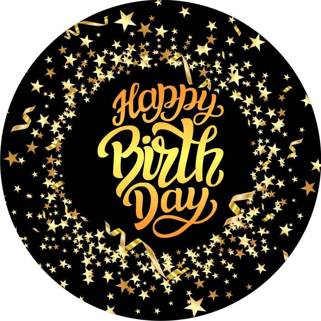 

Тарелки Happy Birthday звёзды черные 10шт. в уп.