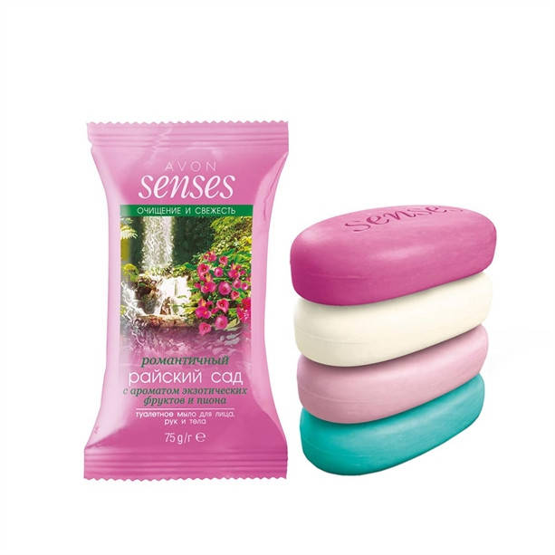 

Туалетное мыло для лица, рук и тела "Романтический райский сад" Senses Avon