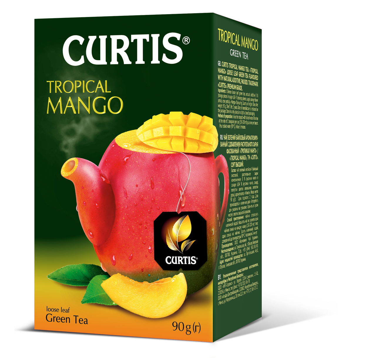

Чай зеленый байховый листовой со вкусом манго Кертис (Curtis) "Tropical Mango", 90 г