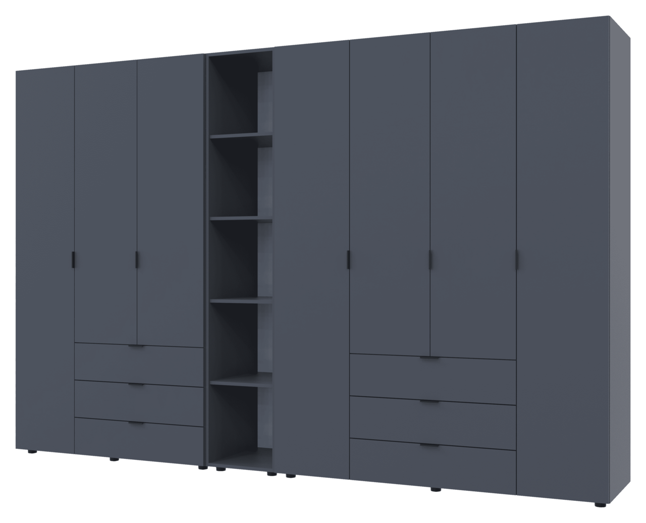 Комплект Doros Гелар з Етажеркою Графіт 3+4 ДСП 309.4х49.5х203.4 (42005062)