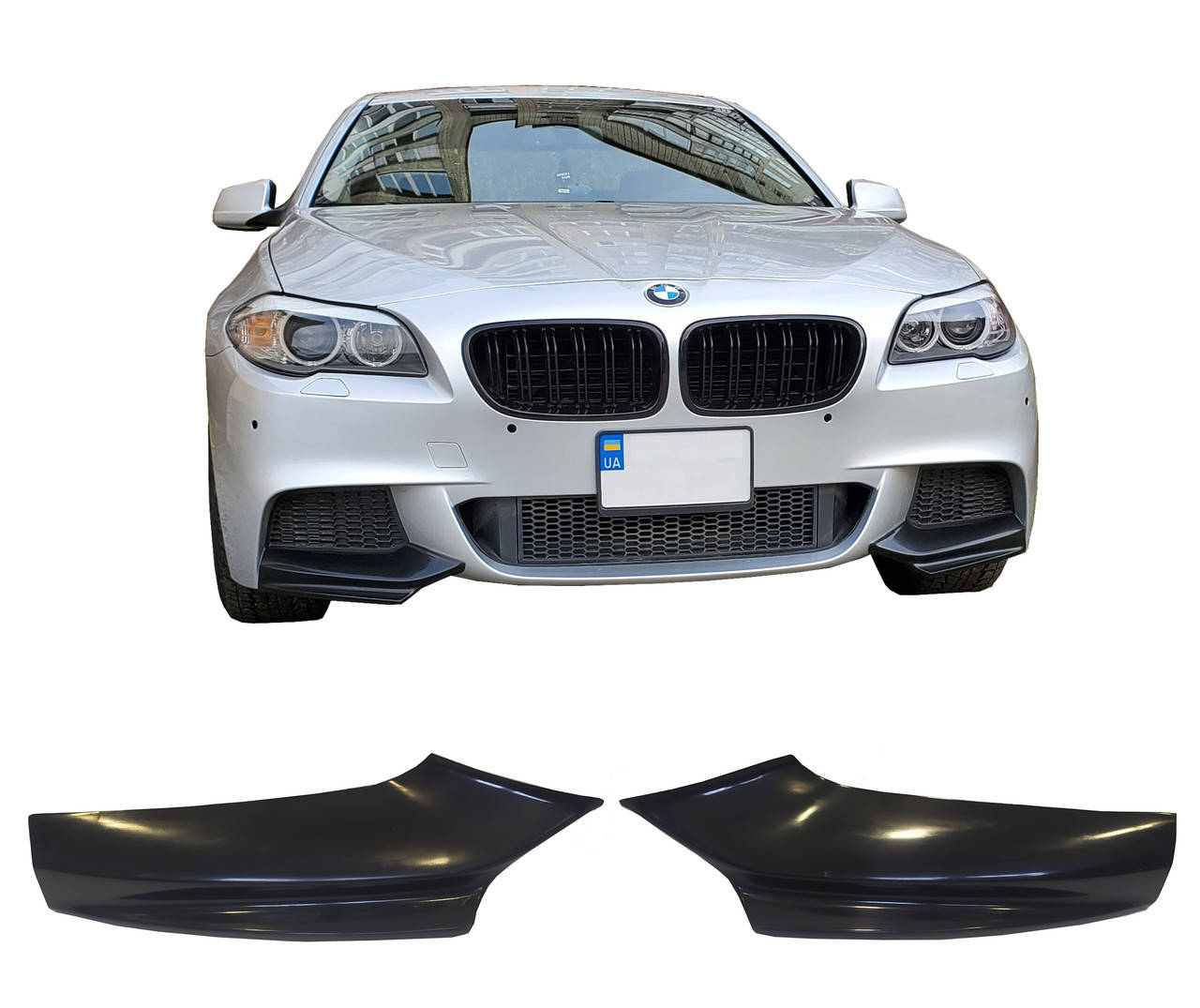 

Накладки (Клыки) на передний бампер M Paket BMW F10, Черный