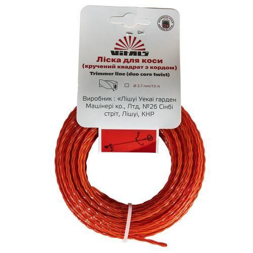 

Леска для триммеров Vitals крученый квадрат с кордом 2.7mm*15m