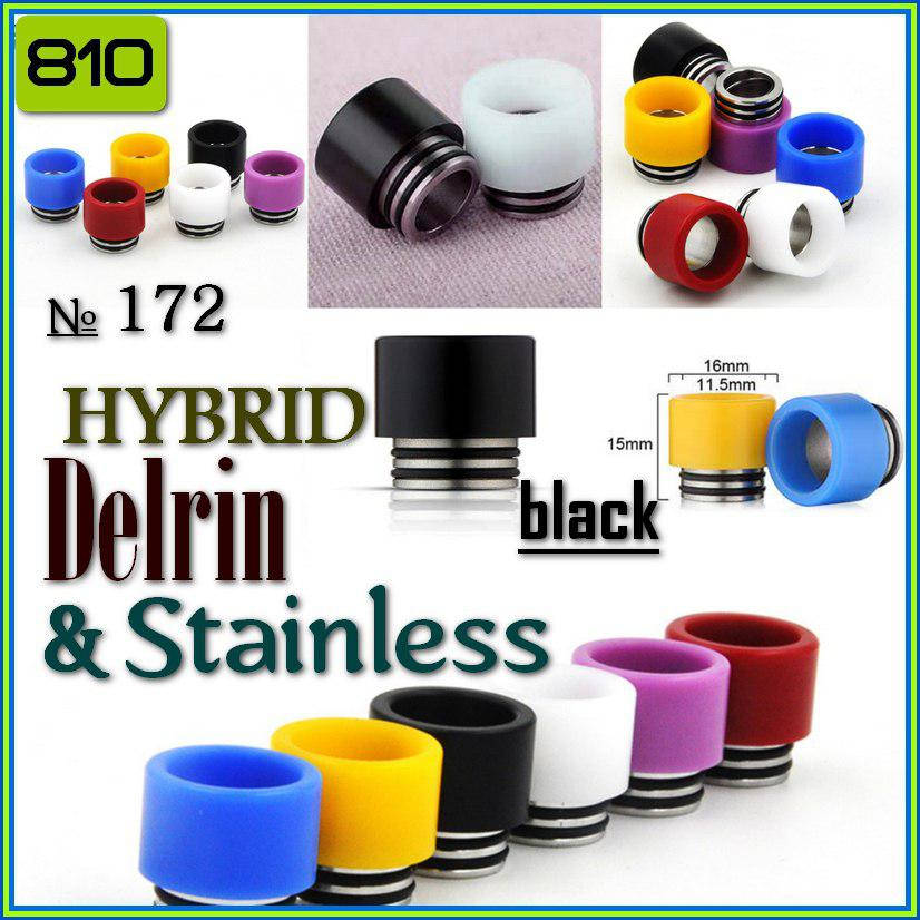 

№172 Drip Tip 810 Hybrid Black. Дрип тип гибридный Delrin & Stainless.