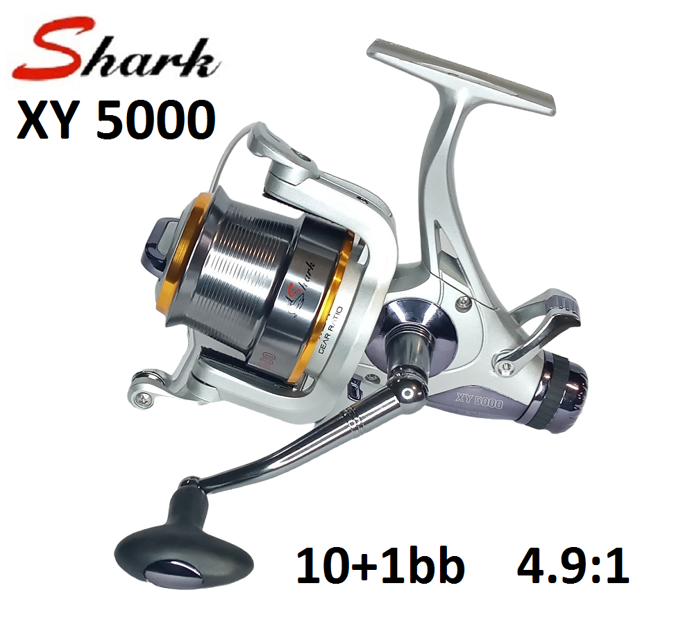

Карповая катушка Shark XY  10+1bb с бейтраннером и конусной шпулей (4.9:1, Серый
