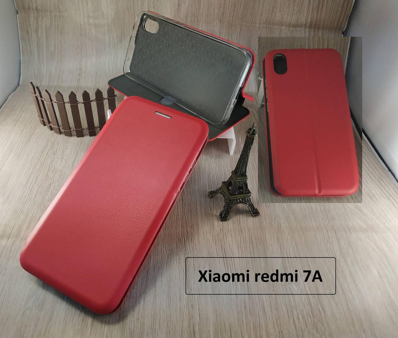 

Магнитная чехол-книжка для Xiaomi redmi 7A с визитницей - красная, Красный