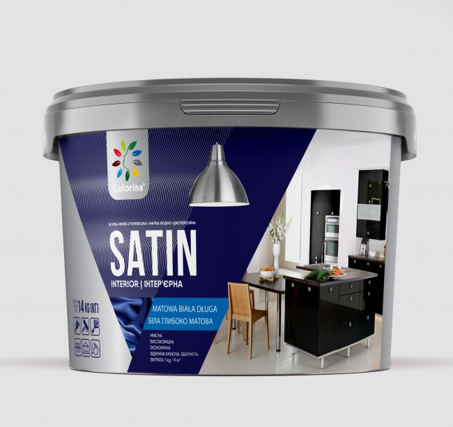 

Краска глубокоматовая интерьерная SATIN COLORINA 1,4 кг, Белый