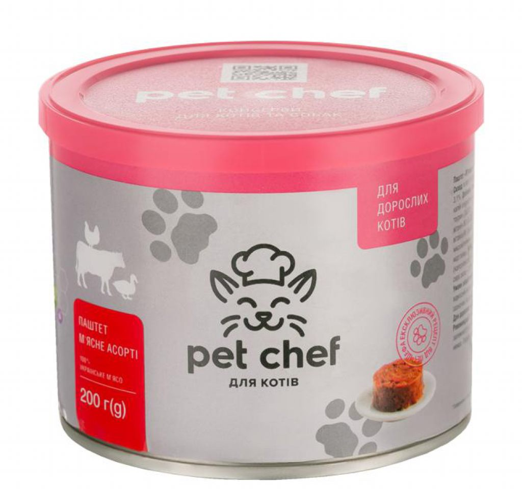 

Консервы Pet Chef паштет мясное ассорти для взрослых котов 200г