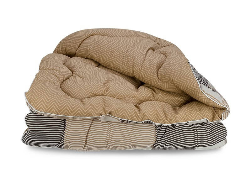 

Одеяло Овечья Шерсть Стандарт в Сатине Очень Теплое Leleka-Textile Евро 200х220 Полоски №2, Коричневый