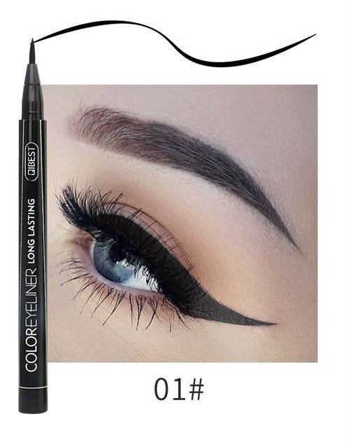 

Цветная водостойкая подводка фломастер для глаз QIBEST Color 01# чёрный