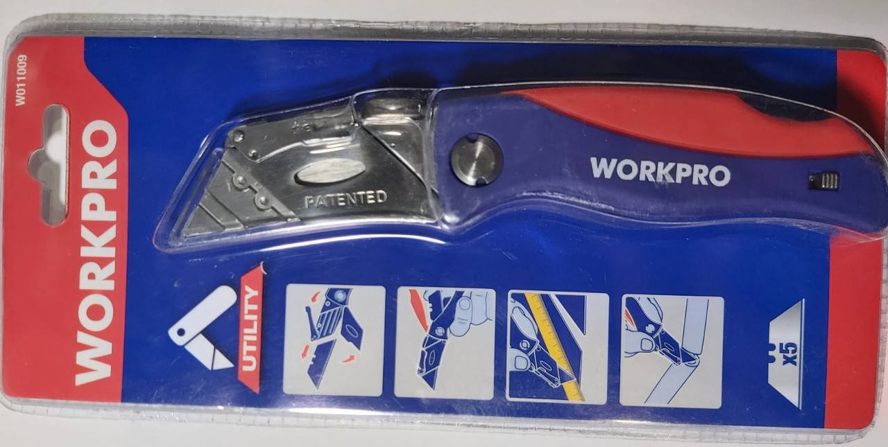 

Нож строительный складной с трапециевидным лезвием Workpro W011009