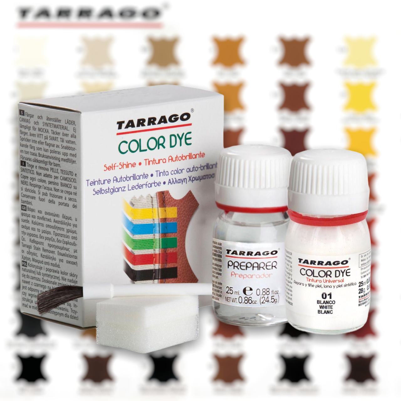 

Краска для кожи + очиститель Tarrago Color Dye 2*25 мл (86 цветов на выбор) Черный (18)