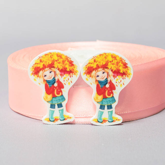 

Кабошон Серединка Девочка с осенним зонтом Сб-641, Разные цвета