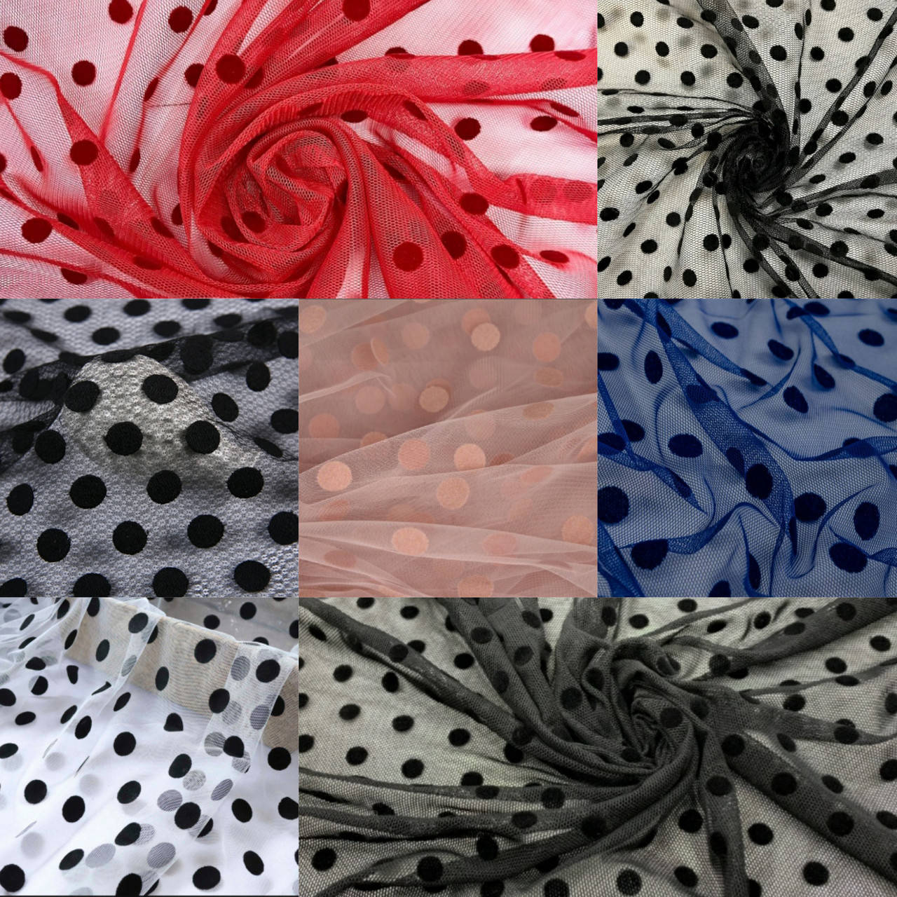 

Ткань Сетка Горох Флок