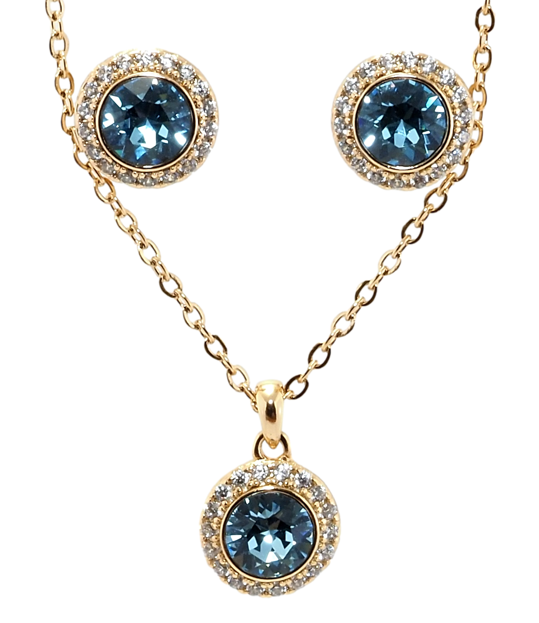 

Набор Xuping Позолота 18K с кр-ми Swarovski Серьги Кулон на цепочке "Кристаллы Montana, ø 9мм" длина 40-45см х
