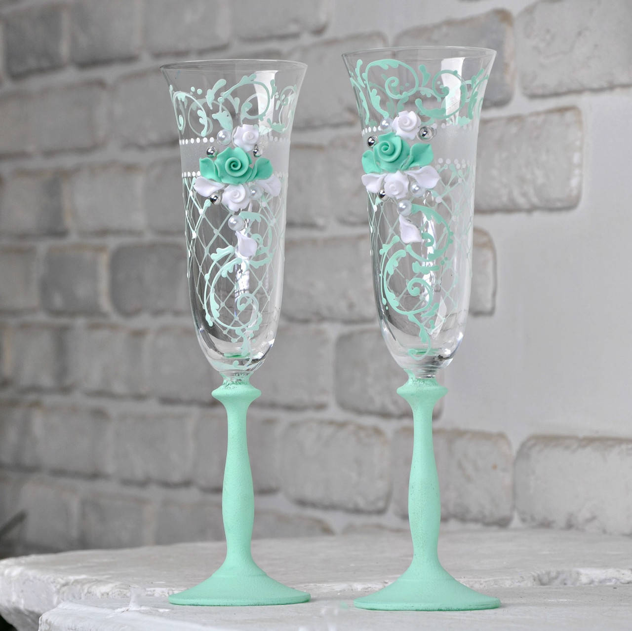 

Свадебные бокалы "Симфония" мятные, Розовый