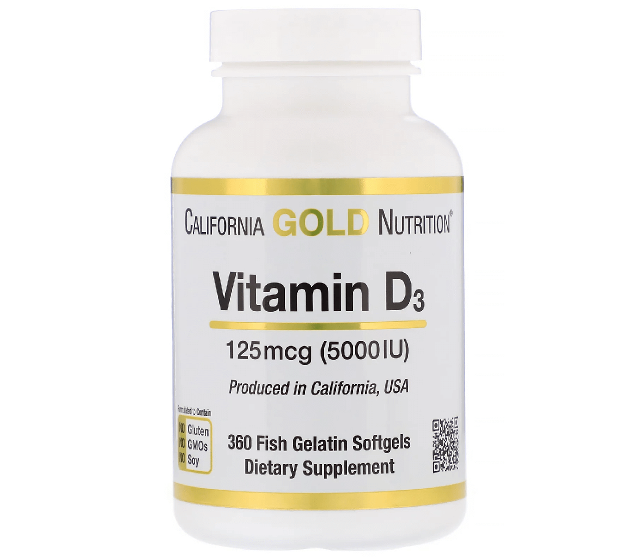 

California Gold Nutrition Vitamin D3 5000 IU 360 гелевых капсул