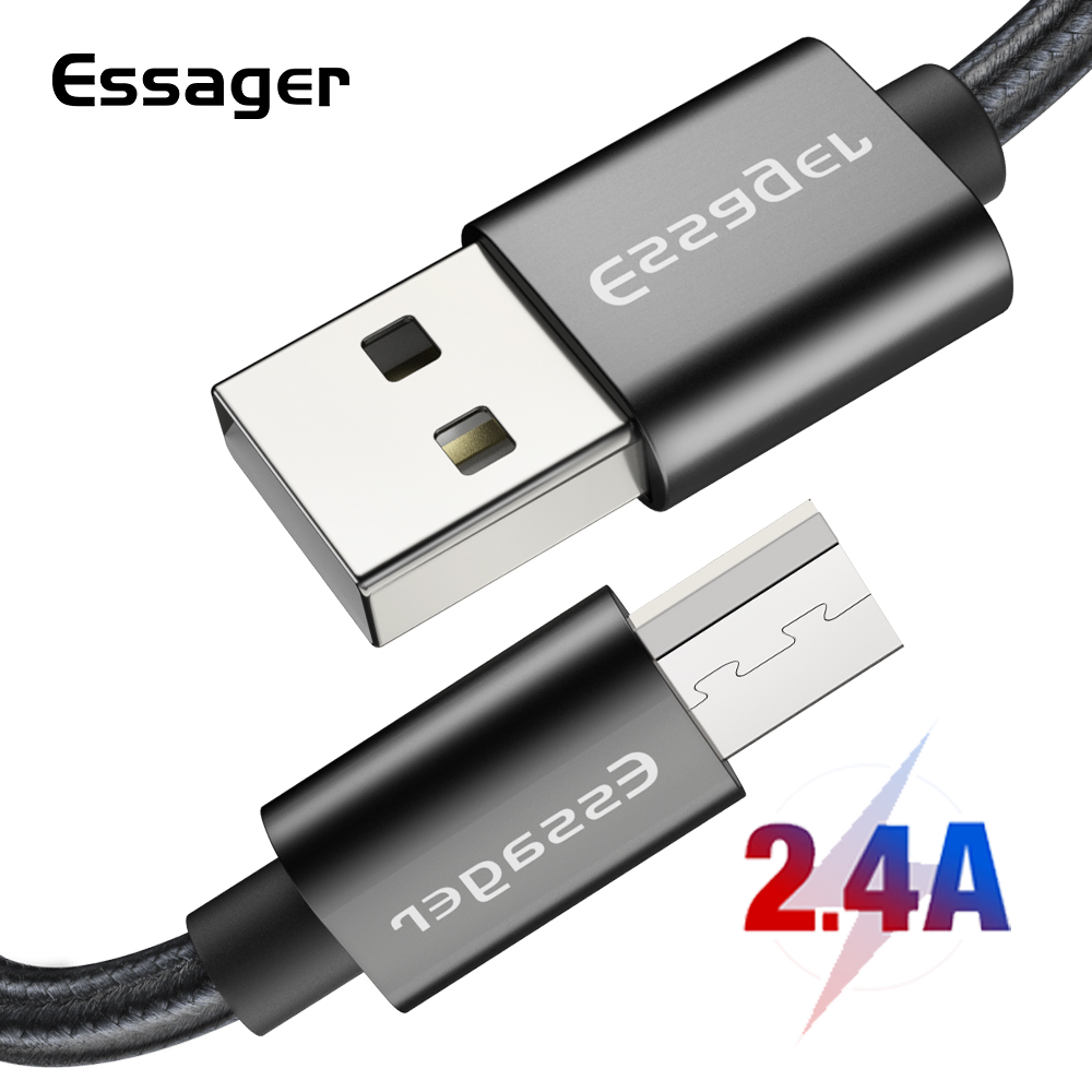 

Зарядный кабель Black ESSAGER micro USB 2.4A 1метр, Черный