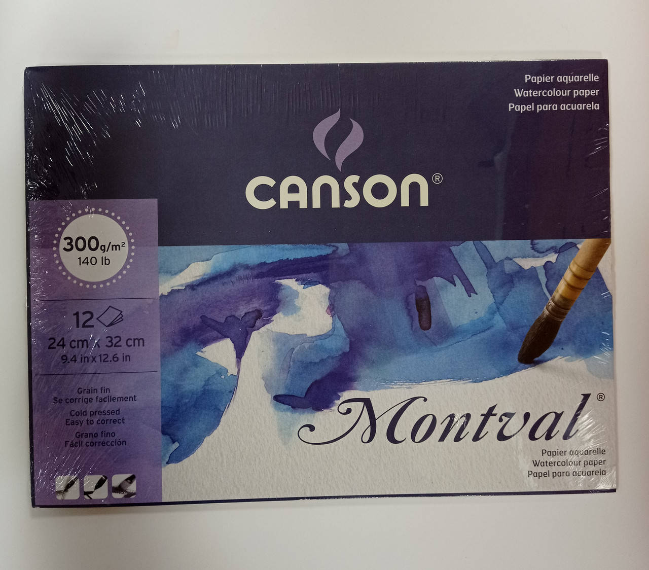 

Склейка для акварелі Montval A4l (24*32см) 300gm 12л Canson, Белый