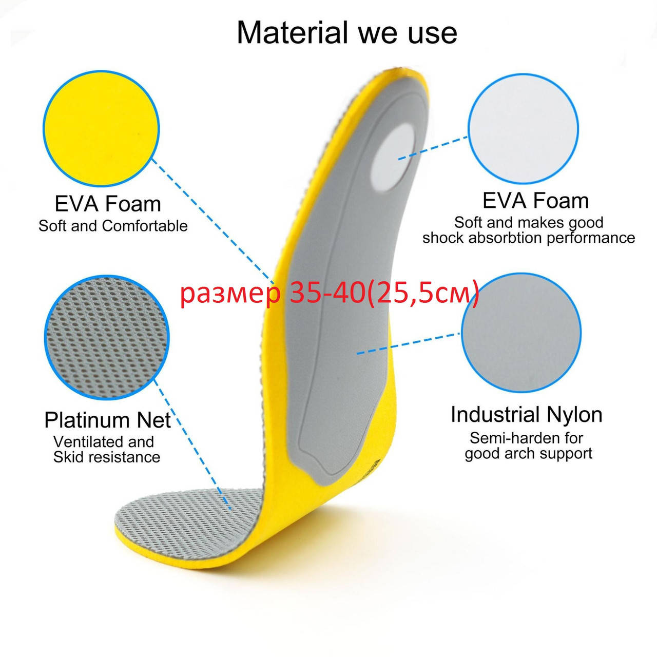 

Акция - Обрезная ортопедические стельки для обуви размер 35-40 (25,5см)