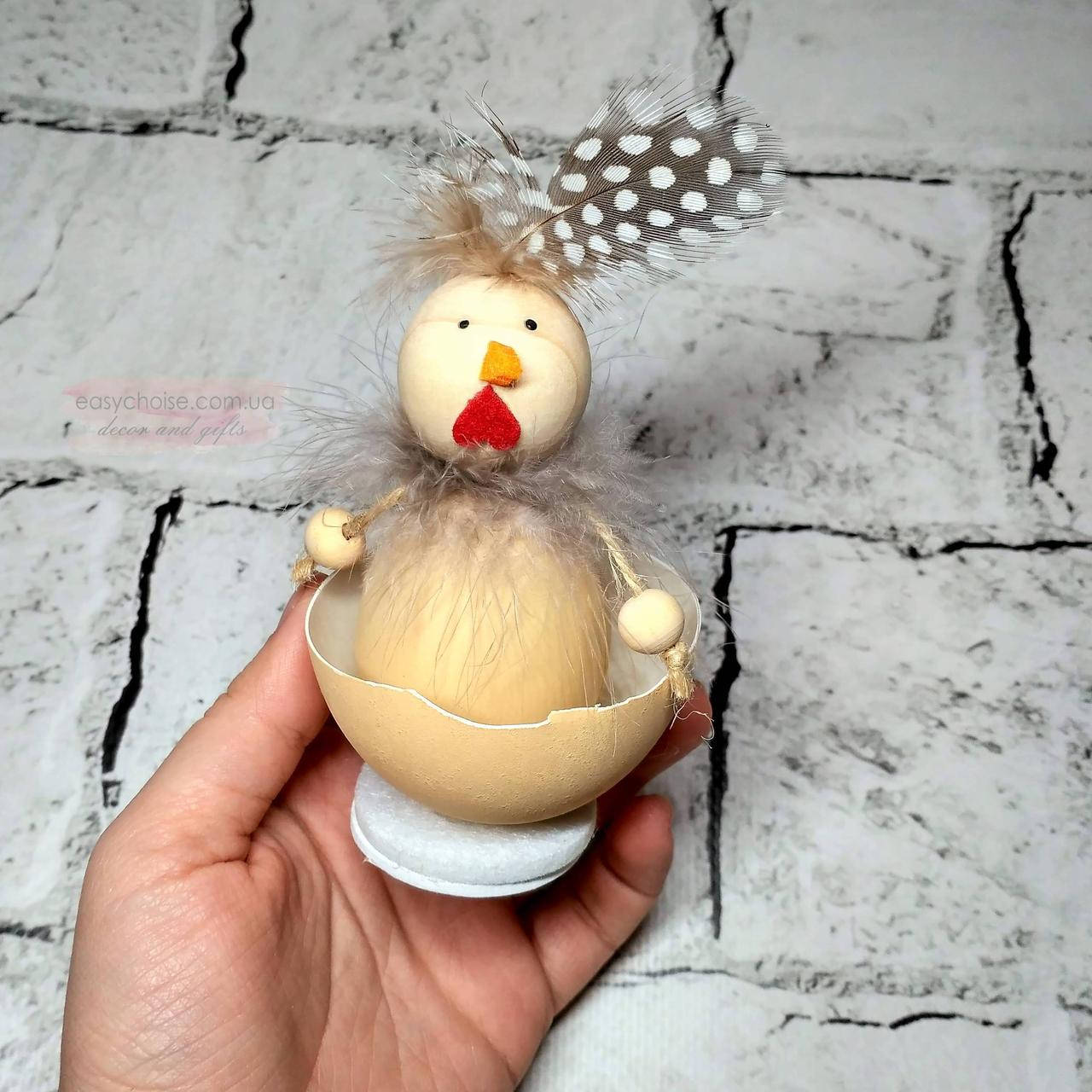 

Декор пасхальный, фигурка Пасхальное яйцо, Курочка в скорлупе, Бежевый
