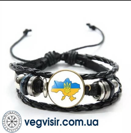 

Шикарный кожаный браслет карта Украины тризуб герб натуральная кожа трезубец