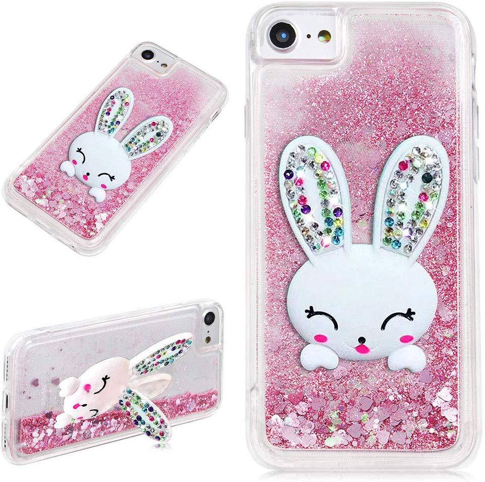 

Чехол Glitter для Iphone 5 / 5s / SE бампер жидкий блеск Заяц Розовый