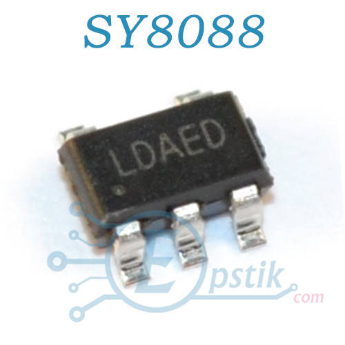 

SY8088A, (LDAED), DC-DC понижающий преобразователь, 1A, 2.5-5.5V, 1.5MHz, SOT23-5