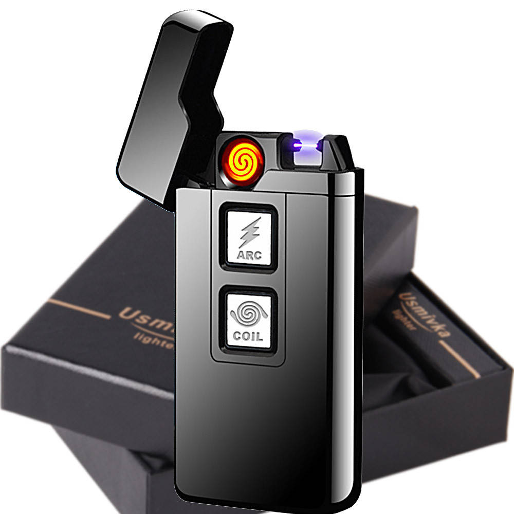 

Электроимпульсная подарочная USB зажигалка, Черный