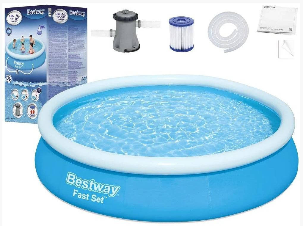 

Надувной круглый бассейн Bestway 57274 (366x76 см) с картриджным фильтром, Синий