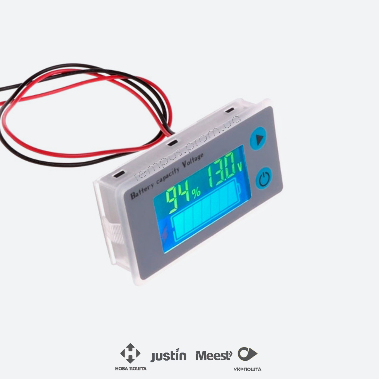 

Вольтметр-индикатор 12-100В (2-24S) Li-ion/LiFePO4 c термометром