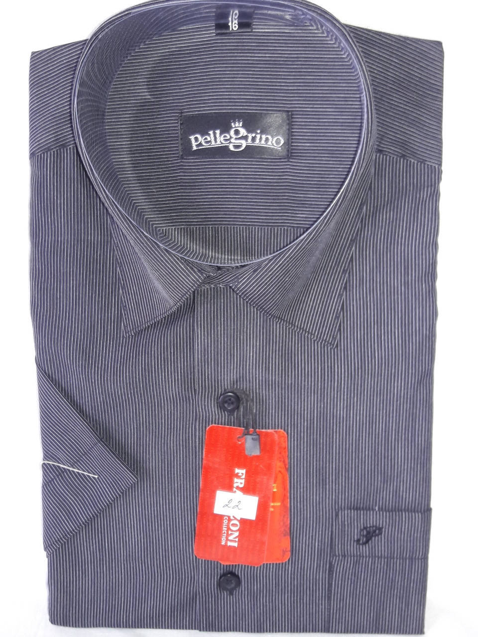 

Рубашка мужская с коротким рукавом vk-0022 Pellegrino чёрная в полоску классическая 42, Черный