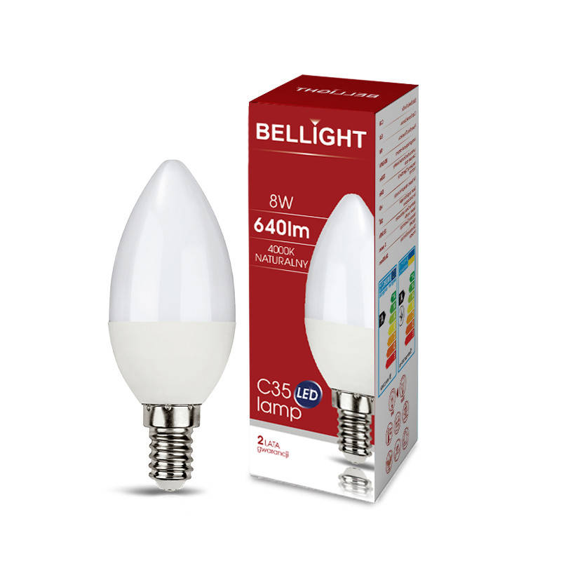 

Лампа светодиодная LED С35 220V/8W E14 4000K