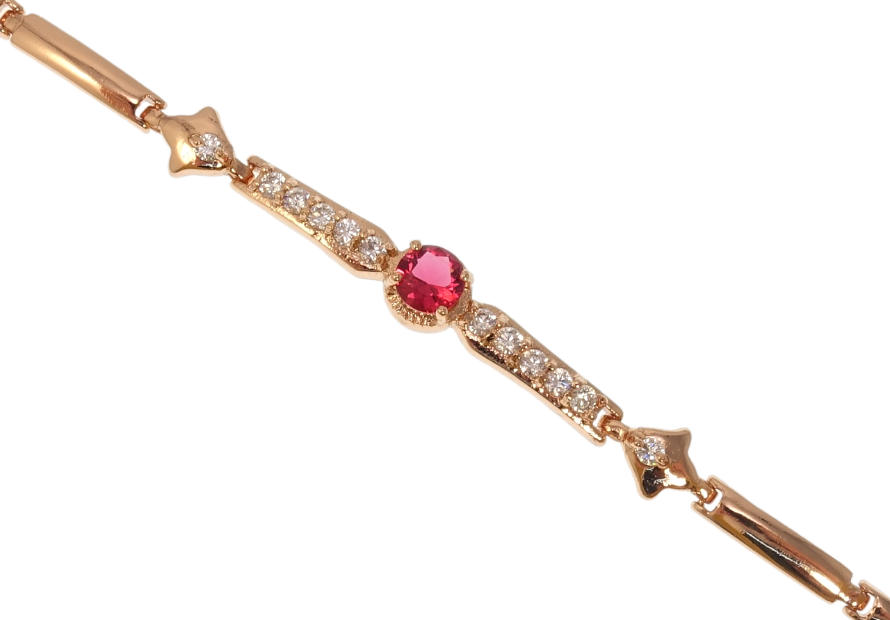 

Браслет XP Позолота РО "Инкрустация цирконием и розовый фианит" длина с доп.замком 17,20.5см х 3мм