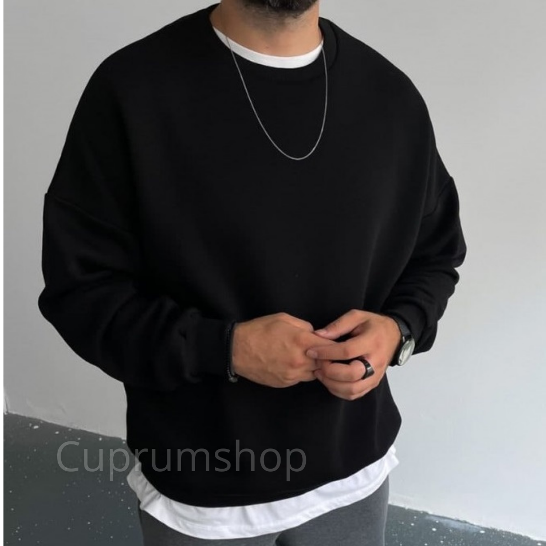 

Мужской удобный черный свитшот OVERSIZE