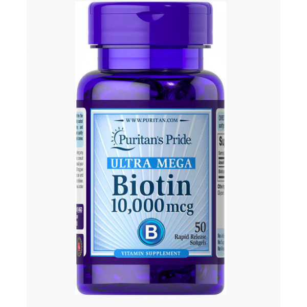 

Биотин, Biotin, Puritan's Pride, 10 000 мкг, 50 капсул