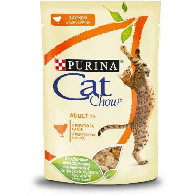 

Влажный корм для котов Cat Chow Adult с курицей и кабачками в желе 85гр