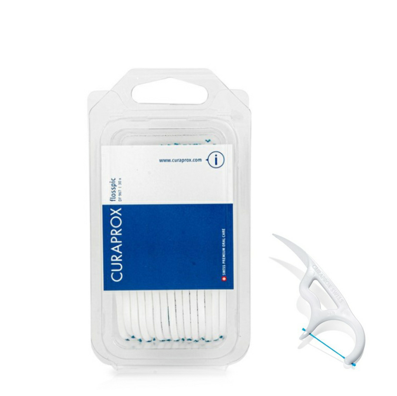 

Флоспик Curaprox Flosspic нить + зубочистка, 30 шт