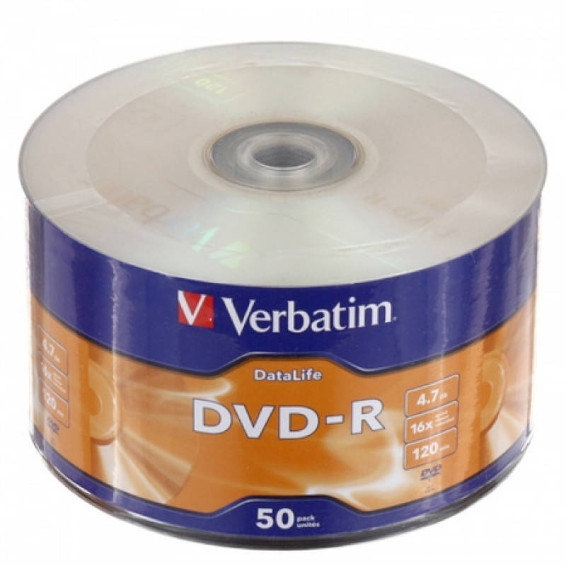 

Диски DVD-R VERBATIM 4,7gb 16х 50 pack