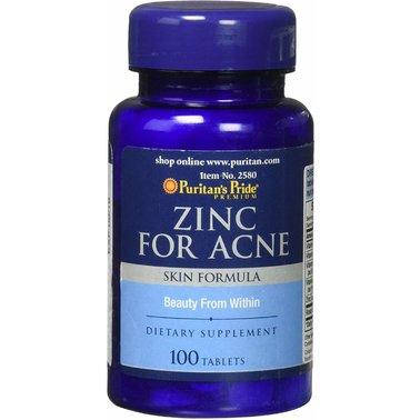 

Цинк от прыщей, Zinc for Acne, Puritan's Pride, 100 таблеток (PTP-12580)