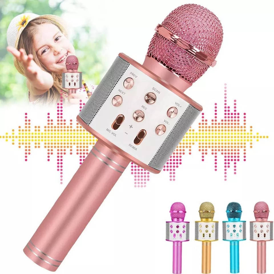 

Микрофон караоке, Bluetooth, беспроводной Розовый