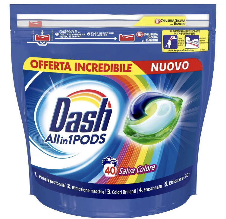 

Гель-капсули для прання 3в1 Dash Salva Colore (40 прань)