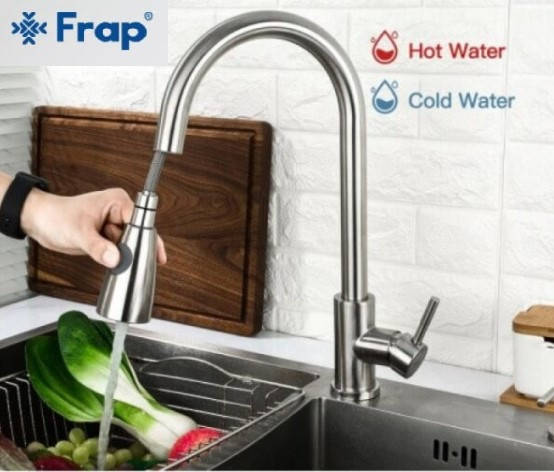

Смеситель для кухни с вытяжной лейкой Frap F60899-1, Металлик