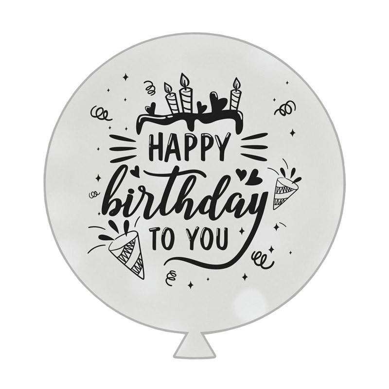

Латексный воздушный шарик Happy Birthday белый и черный 80см 1шт