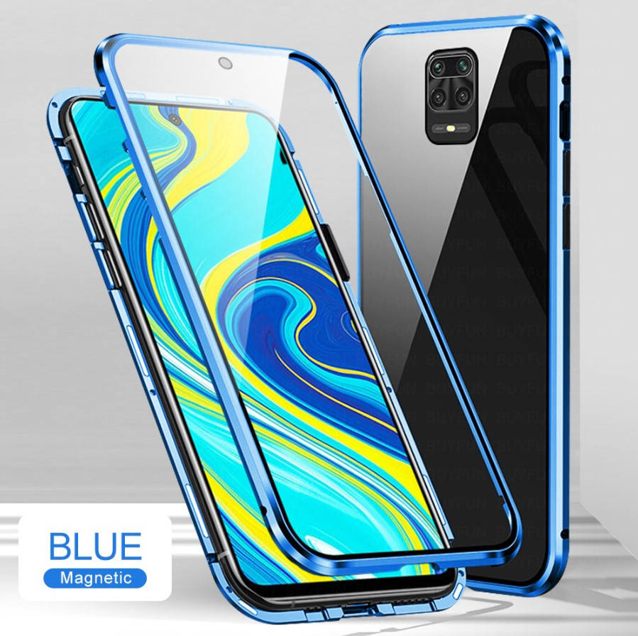 

Магнитный чехол Magnetic для Xiaomi Redmi Note 9s / Note 9 Pro два стекла (Разные цвета) Закаленное стекло, Синий